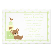 Neutral baby showerinbjudan för nalle och för fåge