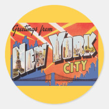 New York City vintage resor Rund Klistermärke