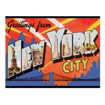 New York City vintage resor Vykort