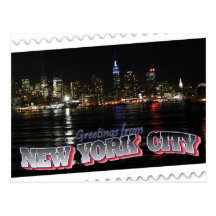 New York horisont på nattempire state Vykort