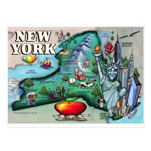 New York karta Vykort