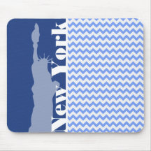 New York, Statue of Liberty; Blue Chevron Mousepad
