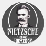 Nietzsche är min Homeboy Runda Klistermärken