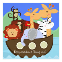 Noahs ark skräddarsy födelsedaginbjudningar