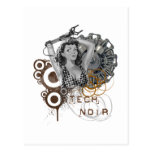 Noir skräp- steampunkdame för Tech Vykort