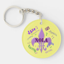 NOLA Fleur de Lis New Orleans musik (gult/grönt) Nyckelkedjor