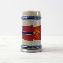 Norge och Hordaland som vinkar flaggor Kaffe Koppar