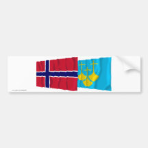 Norge- och Møre og Romsdal som vinkar flaggor Bildekal