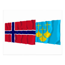 Norge- och Møre og Romsdal som vinkar flaggor Vykort