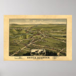 Norr Berwick MIG panorama- Birdseye beskådar 1877 Posters