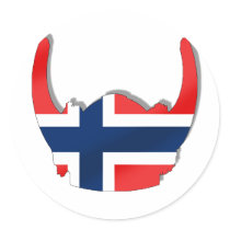 Norrmannen sjunker av den Norge viking hjälmen Rund Klistermärke