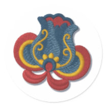 Norsk Rosemaling tulpan Runda Klistermärken