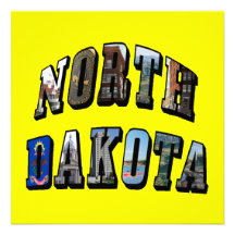 North Dakota bildtext Kort För Inbjudningar