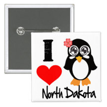North Dakota pingvin - jag älskar North Dakota Nål