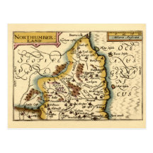 Northumberland County karta, England Vykort