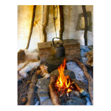 Norway, Lapland  Inside a Sami tent Postcard