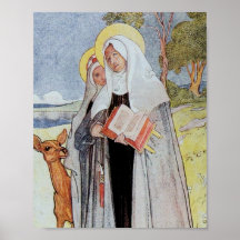 Nunnor och en hjort print