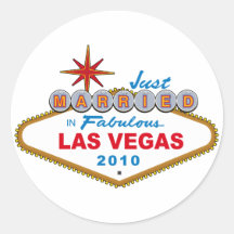Ny gifta i sagolika Las Vegas 2010 Rund Klistermärke