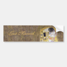Ny gifta kyssen vid den Gustav Klimt art nouveau Bildekaler