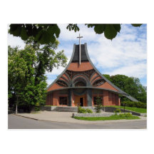 Ny modern kyrka i Chuchelna i den tjeckiska Republ Vykort