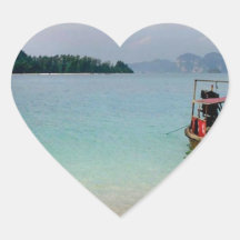 (Ny) Thailand Krabi strand (St.K) Hjärtformade Klistermärken