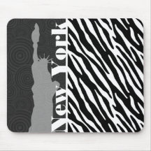NYC; statue of liberty,Black & White Zebra Stripes Mouse Pad