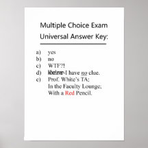Nyckel för svar för multipleexamen universell affisch
