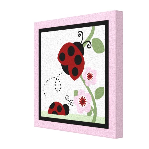 Nyckelpiga och blommor 1 kanvastryck