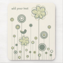 Nyckfulla fåglar & blommor Mousepad Musmatta