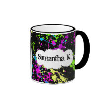 Nytt Retro neon målar splatteren på svart Kaffe Mugg