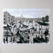 O Connell överbryggar och floden Liffey, Dublin Print