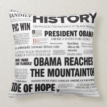 Obama 2008/2012 tidningsrubrikCollage kudder