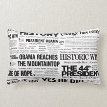Obama 2008/2012 tidningsrubrikLumbar kudder