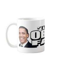 Obama fläktar rånar kaffe muggar