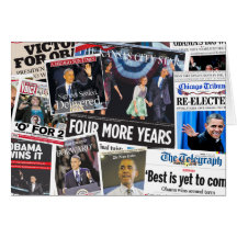 Obama tidningsCollage 2012 Hälsningskort