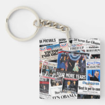 Obama tidningsrubrik 2012 2-Sided Keychain Keds Skor
