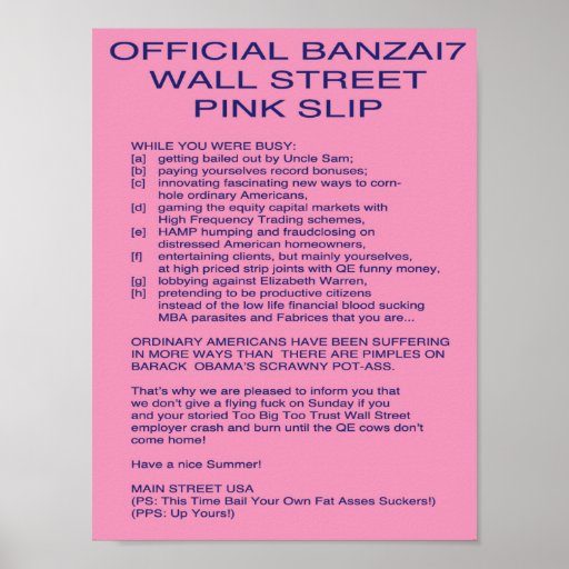 Officiellt rosasnedsteg för Wall Street Banzai7 Print