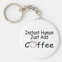 Ögonblickmänniskan tillfogar precis kaffe nyckel ringar