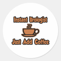 Ögonblickurologen… tillfogar precis kaffe rund klistermärke