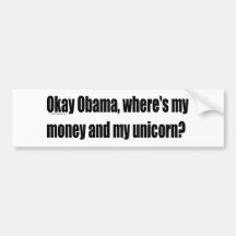 Oka Obama, var är min pengar och min Unicorn? Bildekal