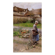 Oktober med kvinnan i henne som är trädgårds- visit kort