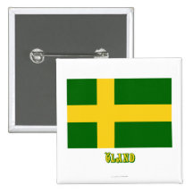Öland flagga med (det inofficiella) namn, knapp