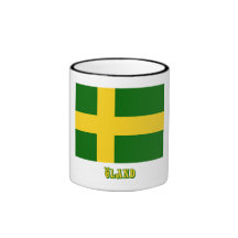 Öland flagga med (det inofficiella) namn, kaffe mugg