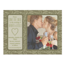 Oliv grönt designspara daterafotovykortet