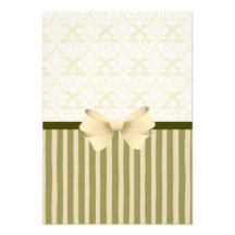 Oliv- och krämBrocaderand Notecard Individuella Inbjudningskort