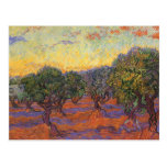 Olivgrön dunge, orange himmel av Van Gogh, vintage Vykort