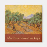 Olivgröna träd gulnar himmelsolen, Van Gogh, vinta Kylskåps Magneter