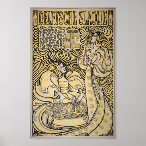 Olja för art nouveauDelftsche Slaolie Delft sallad Print