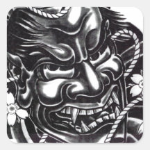 Oni maskerar japansk design fyrkantiga klistermärken