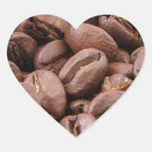Oodles av kaffebönor hjärtformade klistermärken